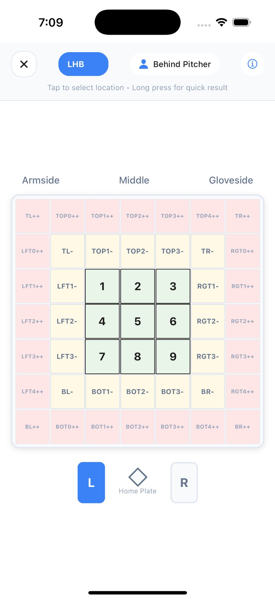 Pitch location grid